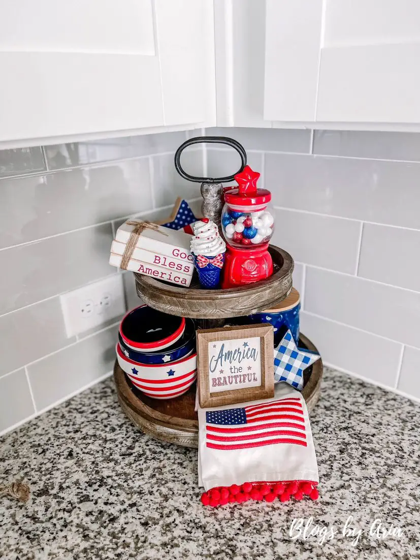 patriotic tiered tray how to decorate kitchen for fourth of july