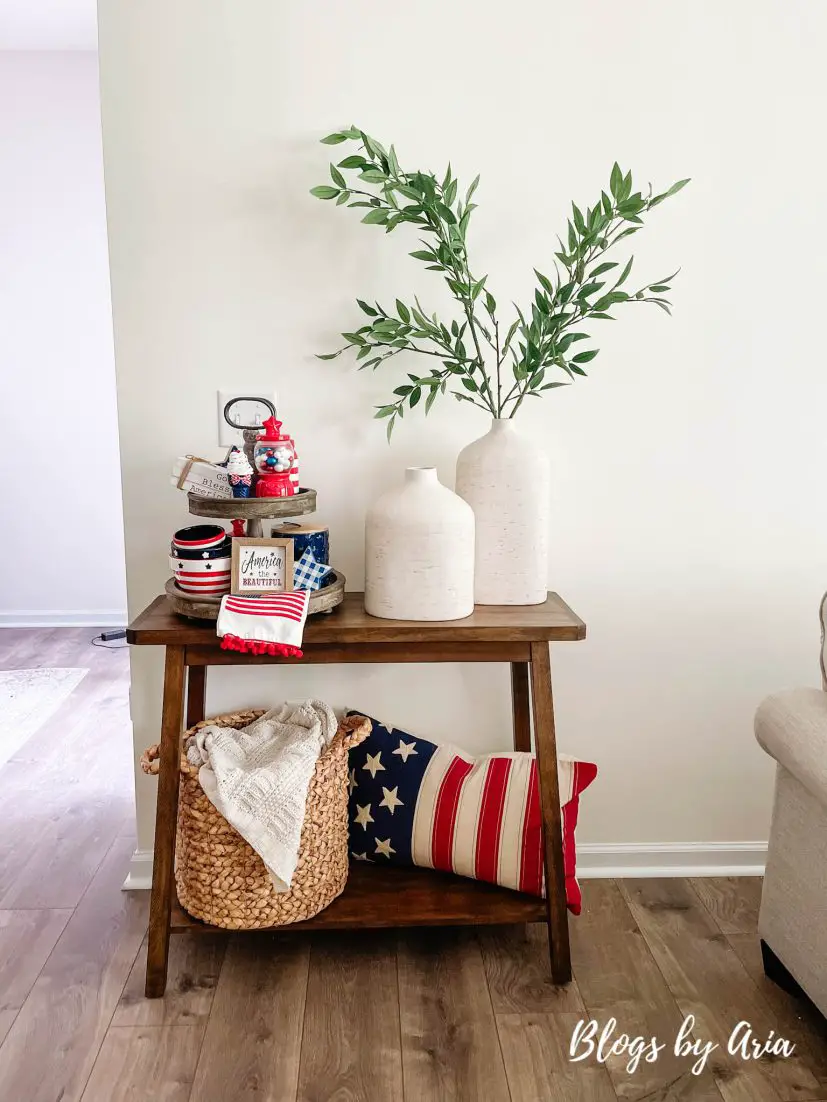4th of July console table decor, how to decorate entryway table for the fourth of july
