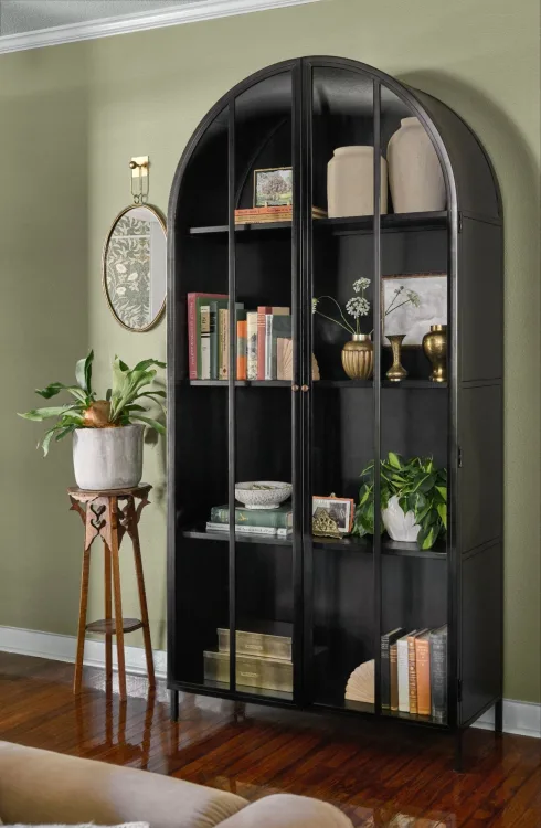 how to style an arched cabinet