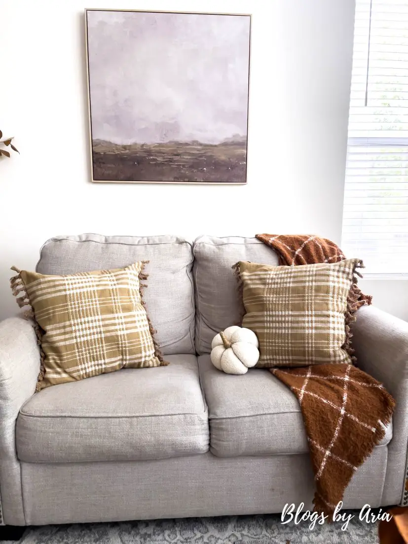cozy fall decor in the living room, decorating for fall, simple and neutral fall living room decor, fall living room ideas, my cozy fall living room, fall living room decor ideas