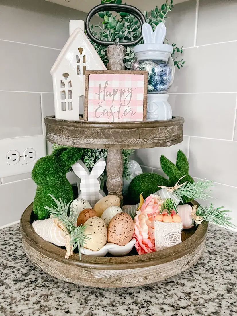 Easter kitchen decorating ideas, simple Easter decor, neutral Easter decorations, Spring kitchen decorating